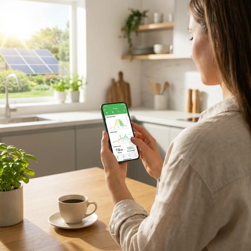 Homeowner viewing energy monitoring data on a phone