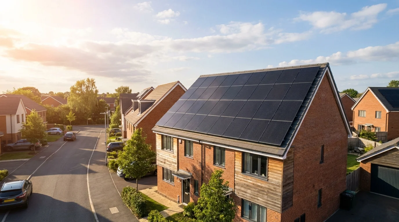 Solar panels on a British home